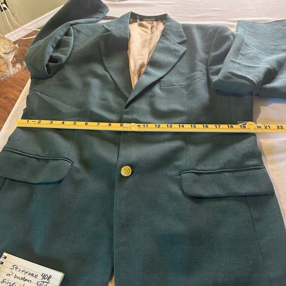Stafford Men 40R Green Gold Button Dacron/worsted Wool Sport Coat Blazer Golf - Picture 8 of 11